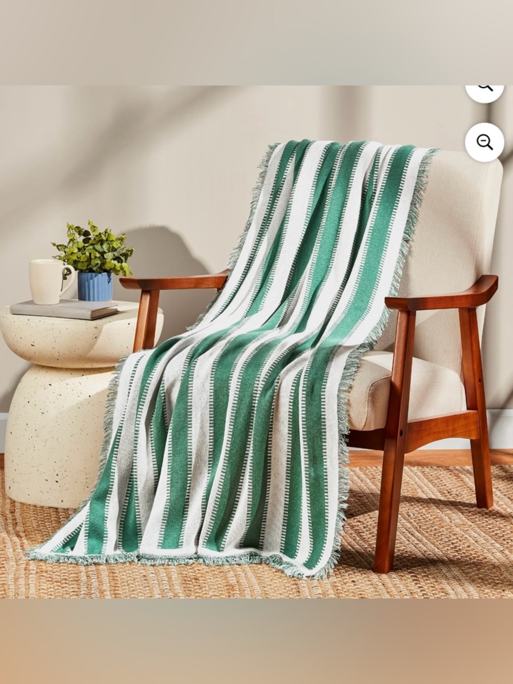 NEW Mainstays Becky G. & Alejandra Tapestry Knit Throw Blanket Green Stripe